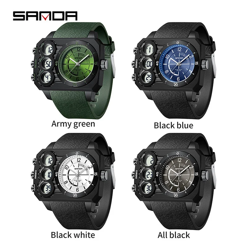 SANDA 6237 Новые спортивные часы для студентов-мужчин с ночником водонепроницаемые