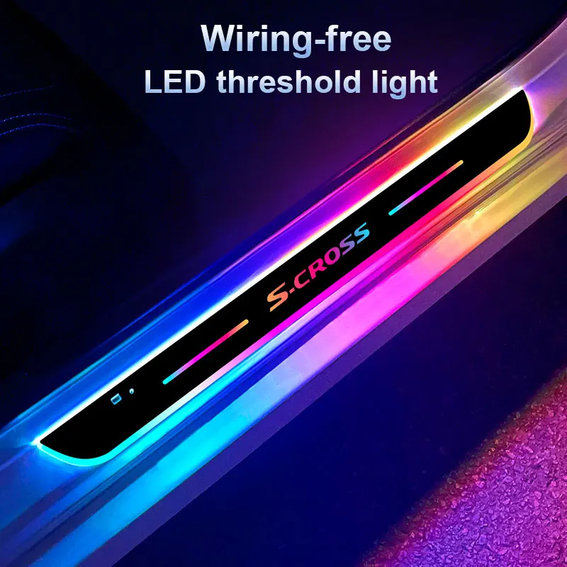 

For Suzuki s cross car Accessories Car door Sill light logo Projector lamp Power Moving LED Welcome Pedal