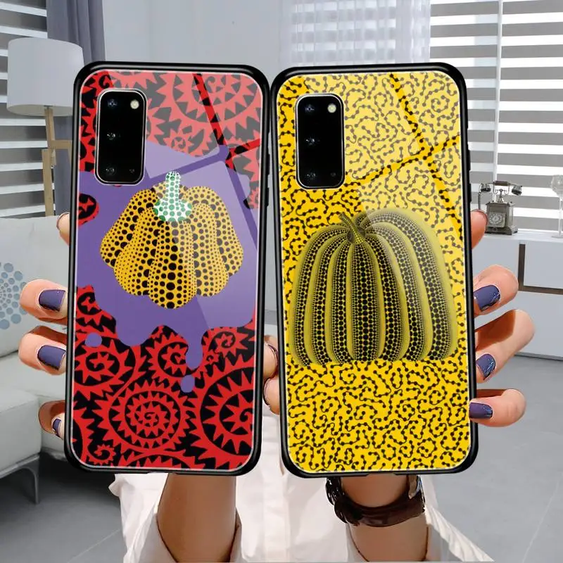 

Yayoi Kusama Pumpkin Art Phone Case Glass For Samsung S22 S21 S20 S10 ultra pro plus S9 S8 Note20 10 9 Ultra Pro Phone Covers