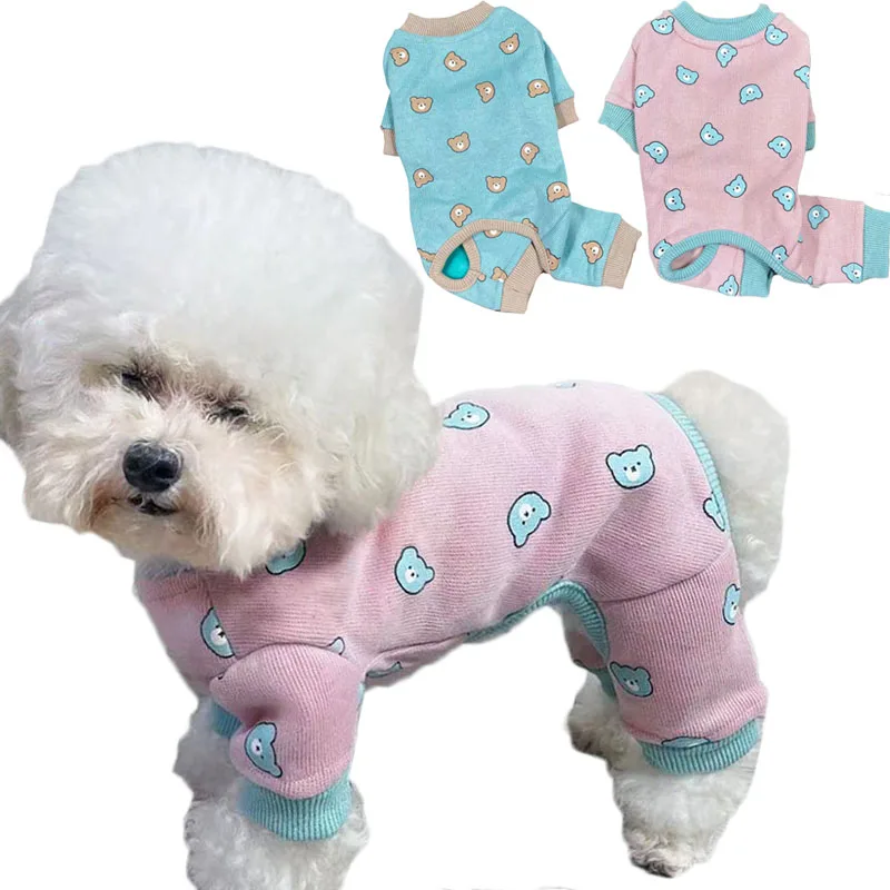 

Bear Pattern Dog Clothes Autumn Winter Dog JumpSuit Pajamas For Small Dogs Bichon Puppy Hoodie Shirt Tracksuit Pet Clothing York