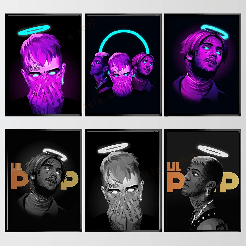

Fashion Music Star Canvas Painting Hip Hop Rapper Little Peeping Picture Neon Art Poster Printing Nordic Modern Bar Home Decor