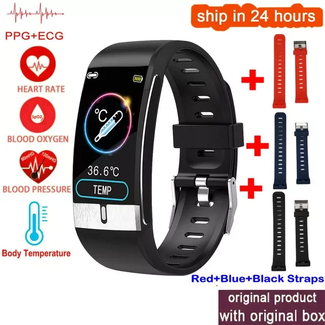 

Smart Watch Men E66 Body Temperature ECG PPG Waterproof Sport Bracelet Blood Oxygen Heart Rate Smartwatch For iOS Android