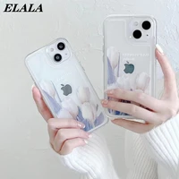 luxury flowers pattern clear case for iphone 13 pro 12 11 xs max xr 6 7 8 plus back cover soft silicone cute phone shell capa