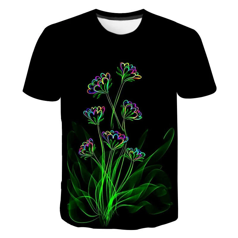 

2022 New Flower T Shirts 3D Prined Tshirt Fashion Men Women Children T-shirts Short Sleeve Casual Boy Girl Kids Tops Cool Tees