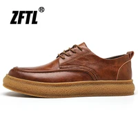 zftl mens casual shoes genuine leather luxury shoes man sneakers gradient british business formal shoes platform shoes leisure