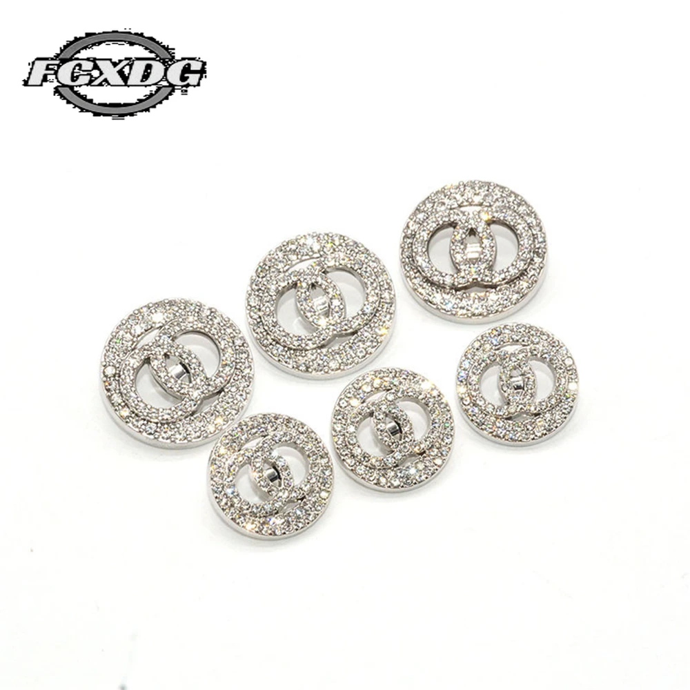 

Silver Rhinestone Buttons Luxury Embellishments for Clothing Fashion Metal CC Buttons Sewing Supplies and Accessories Buttons