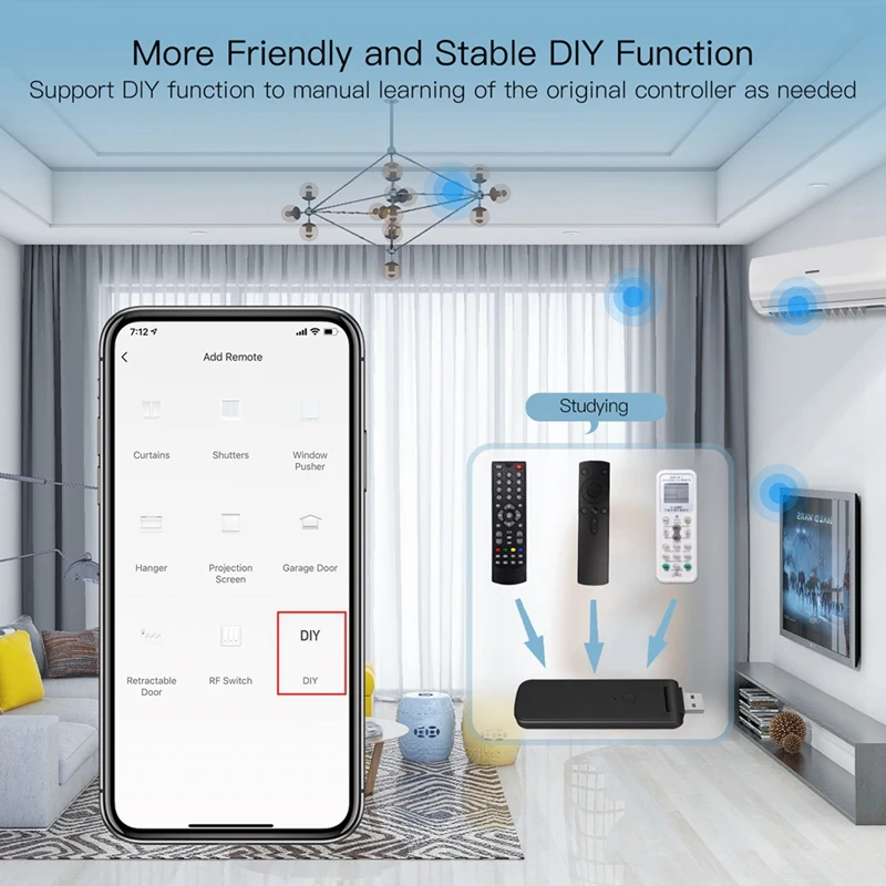 Инфракрасный пульт дистанционного управления Tuya Wi-Fi беспроводной USB IR + RF поворот