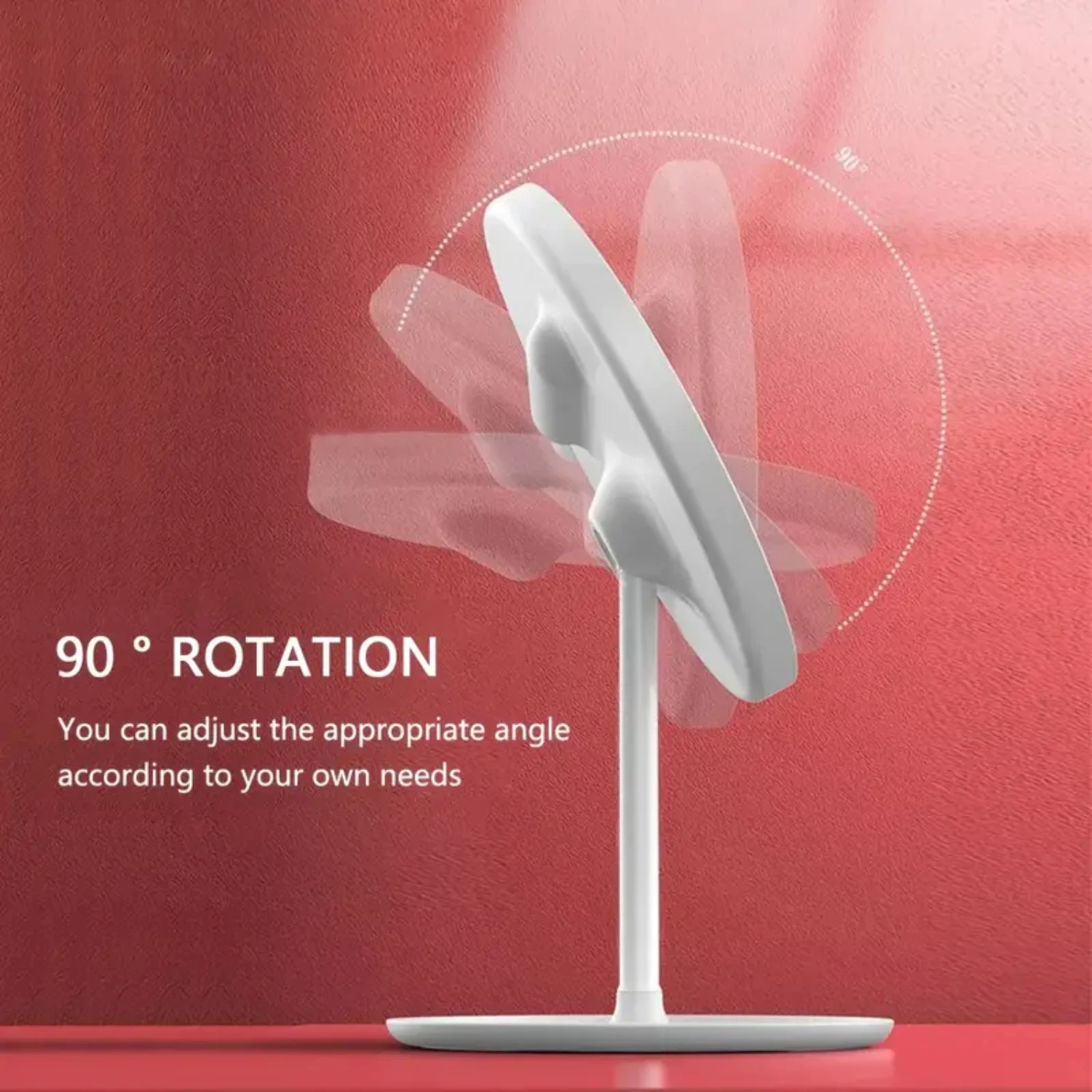 USB Charging LED Desktop Makeup Mirror with 3 Color Lighting and Cosmetic Tray for Women Portable Rechargeable Adjustable Bri