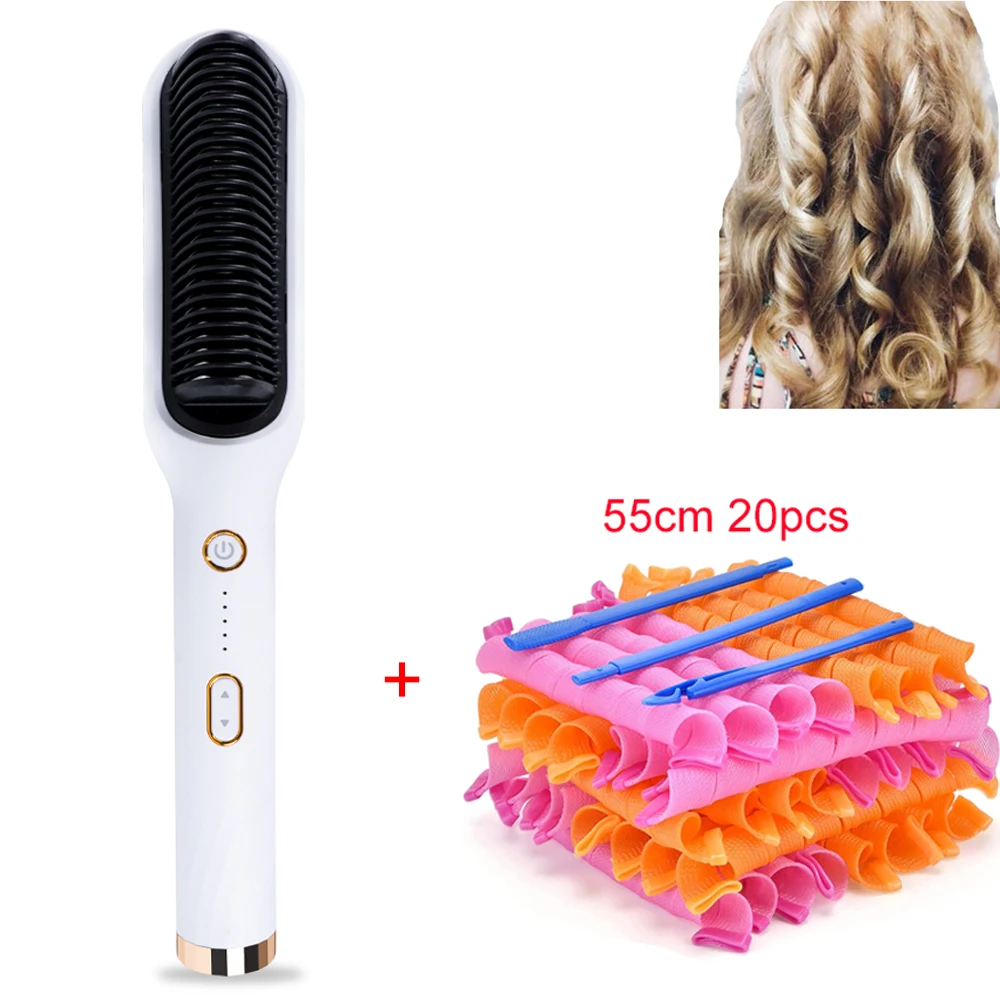 

Hair Rollers Curls 55CM 20Pcs & Professional Hair Straightener Comb Kit Anti-Scald Hair Rollers DIY Hair Care & Styling