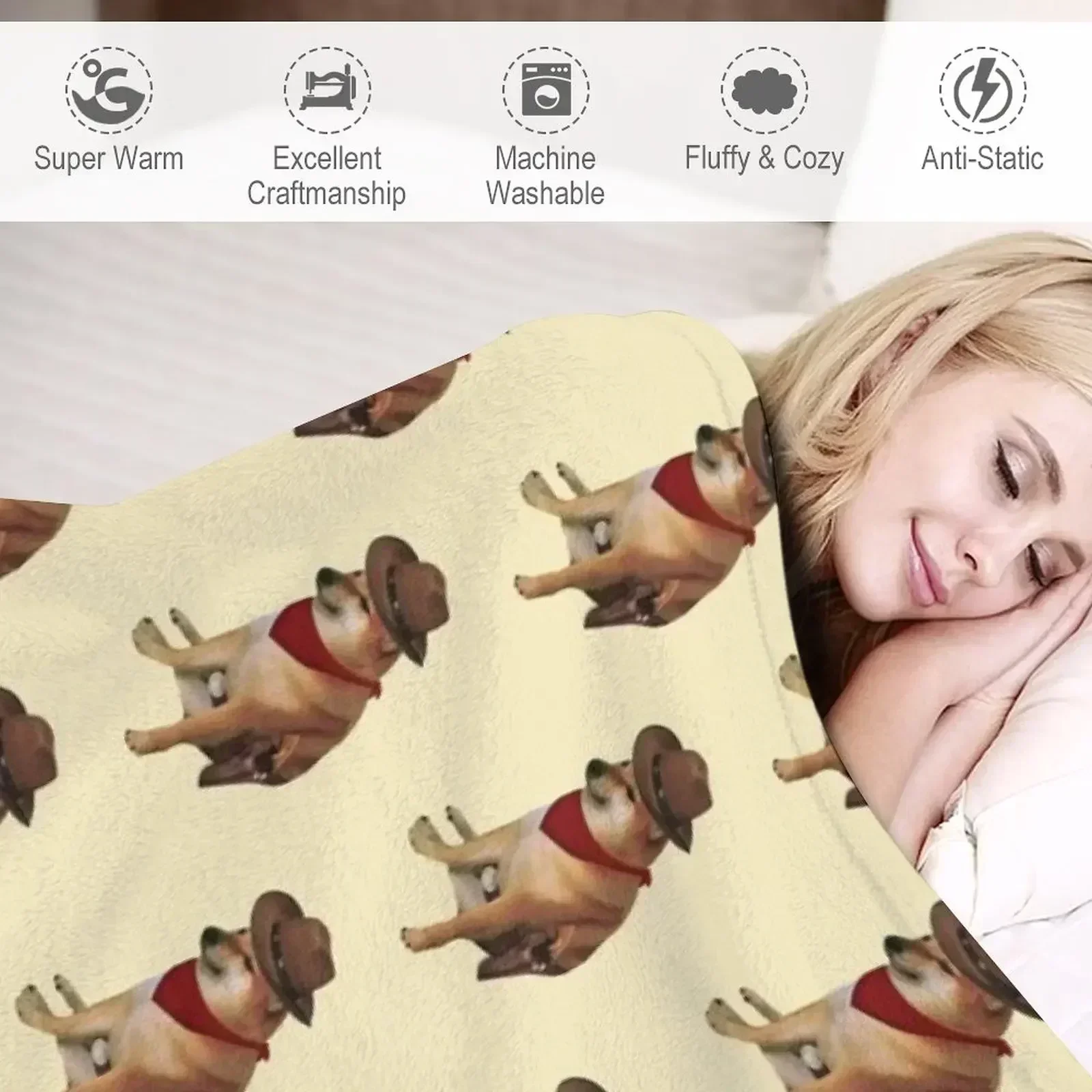 Одеяло Cheems Doge Cowboy пушистые плюшевые одеяла