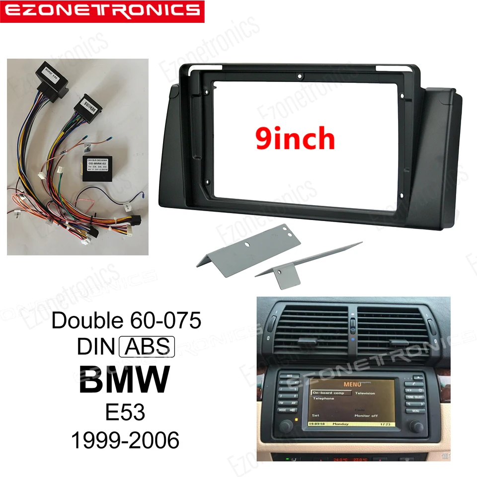 

1-2Din Car DVD Frame Audio Fitting Adaptor Dash Trim Kits Facia Panel 9inch For BMW E53 1999-2006