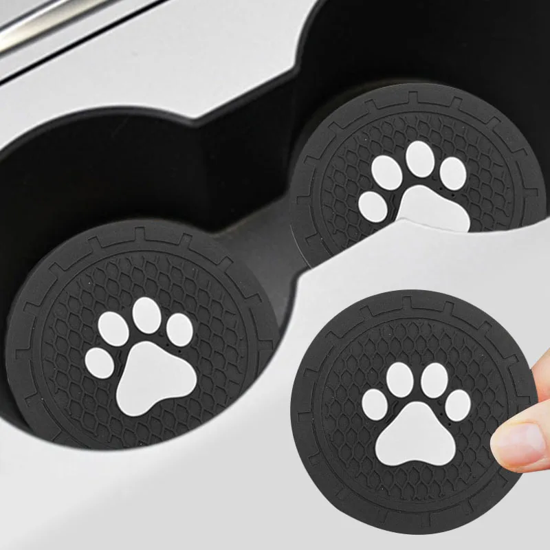 

1pcs Car Cup Coaster Non-Slip Mat Cute Paw Logo Mat For Audi Volkswagen TOYOTA Mercedes Benz BMW M Volvo Ford Hyundai Peugeot