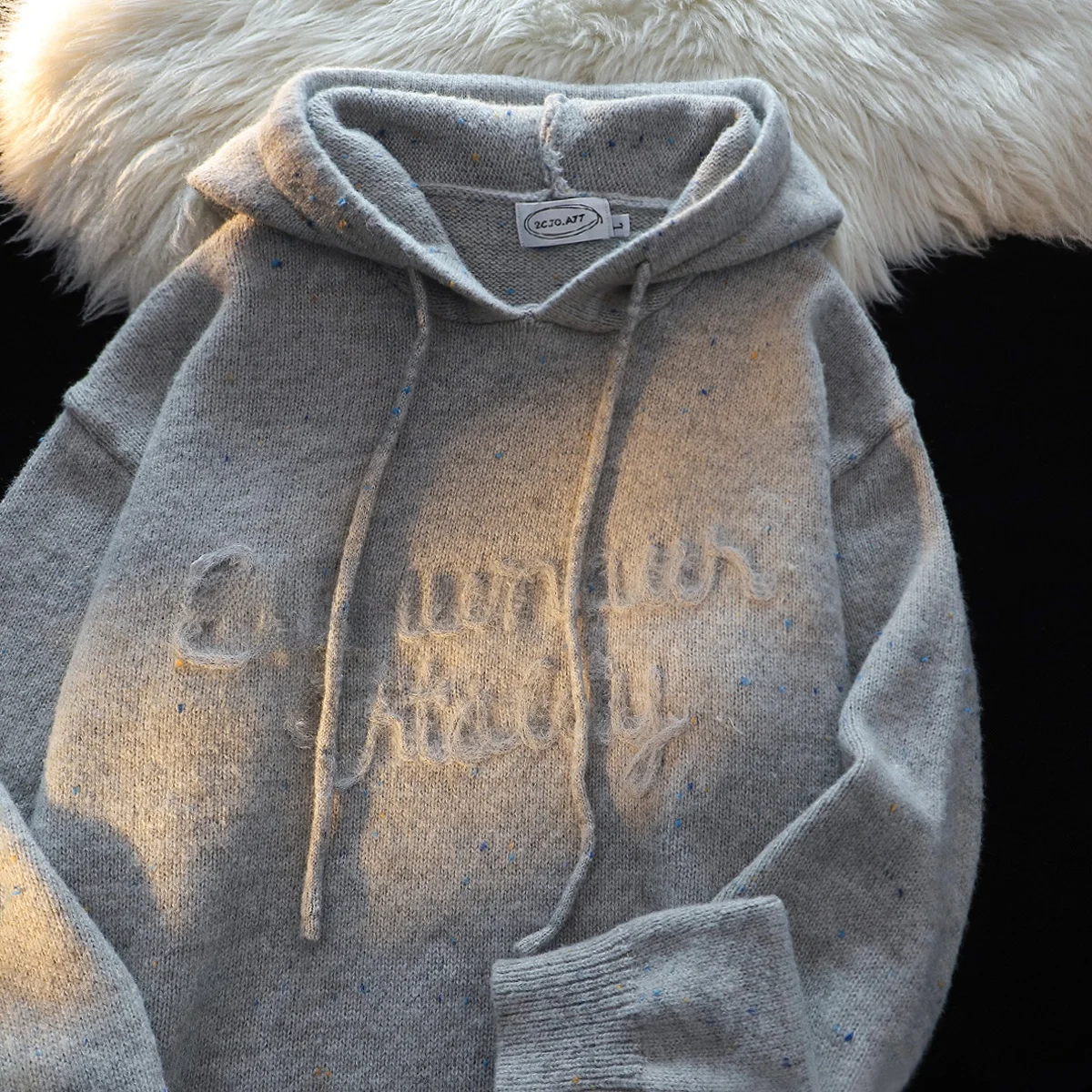 Мягкий клейкий цветной вязаный свитер Milk Huhu в горошек женская осенне-зимняя