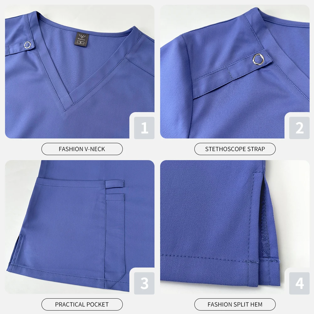 Фото Niaahinn Uniformes Medicos, рабочая одежда для стоматолога и медсестры, женская медицинская униформа медсестры, скрабы, униформа, женские скрабы, комплект спецодежды №2