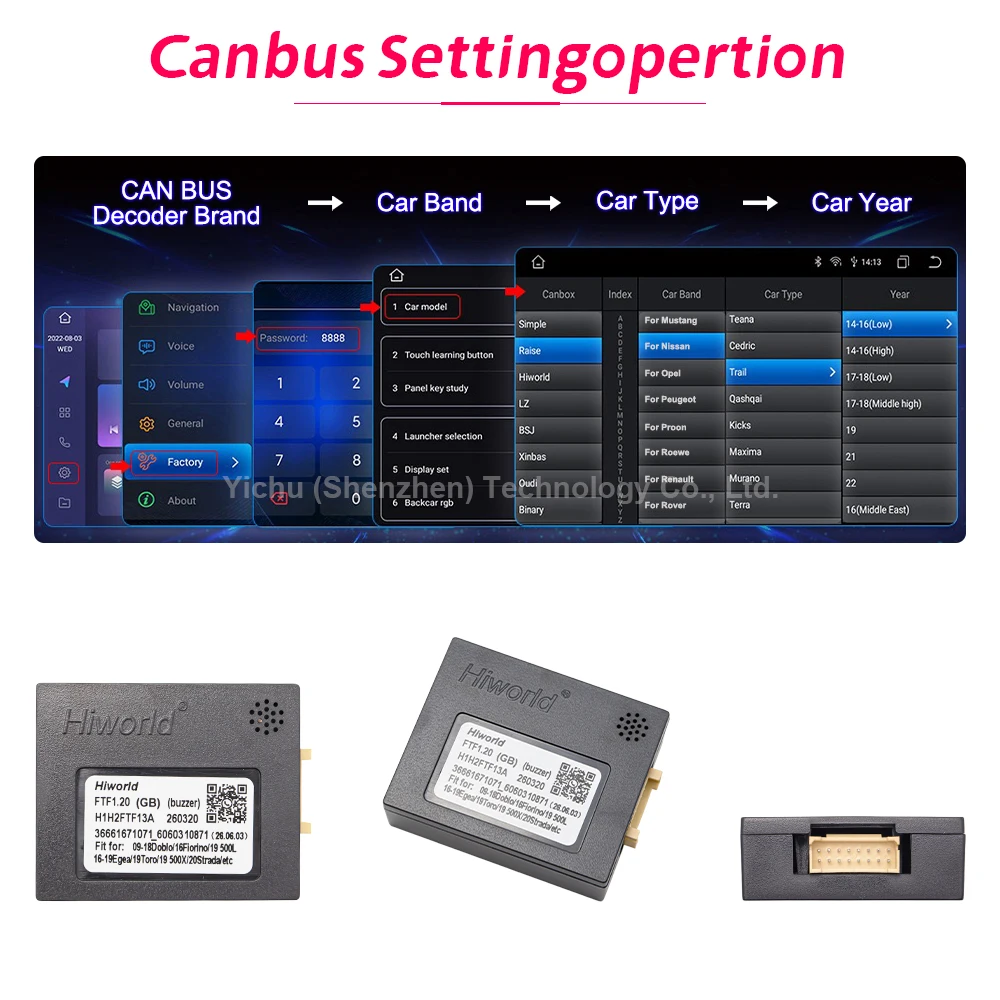 Фото Hiworid FTF1.20 для Fiat 500L 2014-2017, 16-контактный жгут проводов, декодер Canbus для Android автомагнитолы, для Fiat Doblo 500 500L Ducato №4