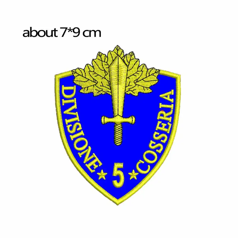 

Italy 5th Infantry Division Cosseria embroidery shoulder breast patches for vest clothing with iron on hook backing