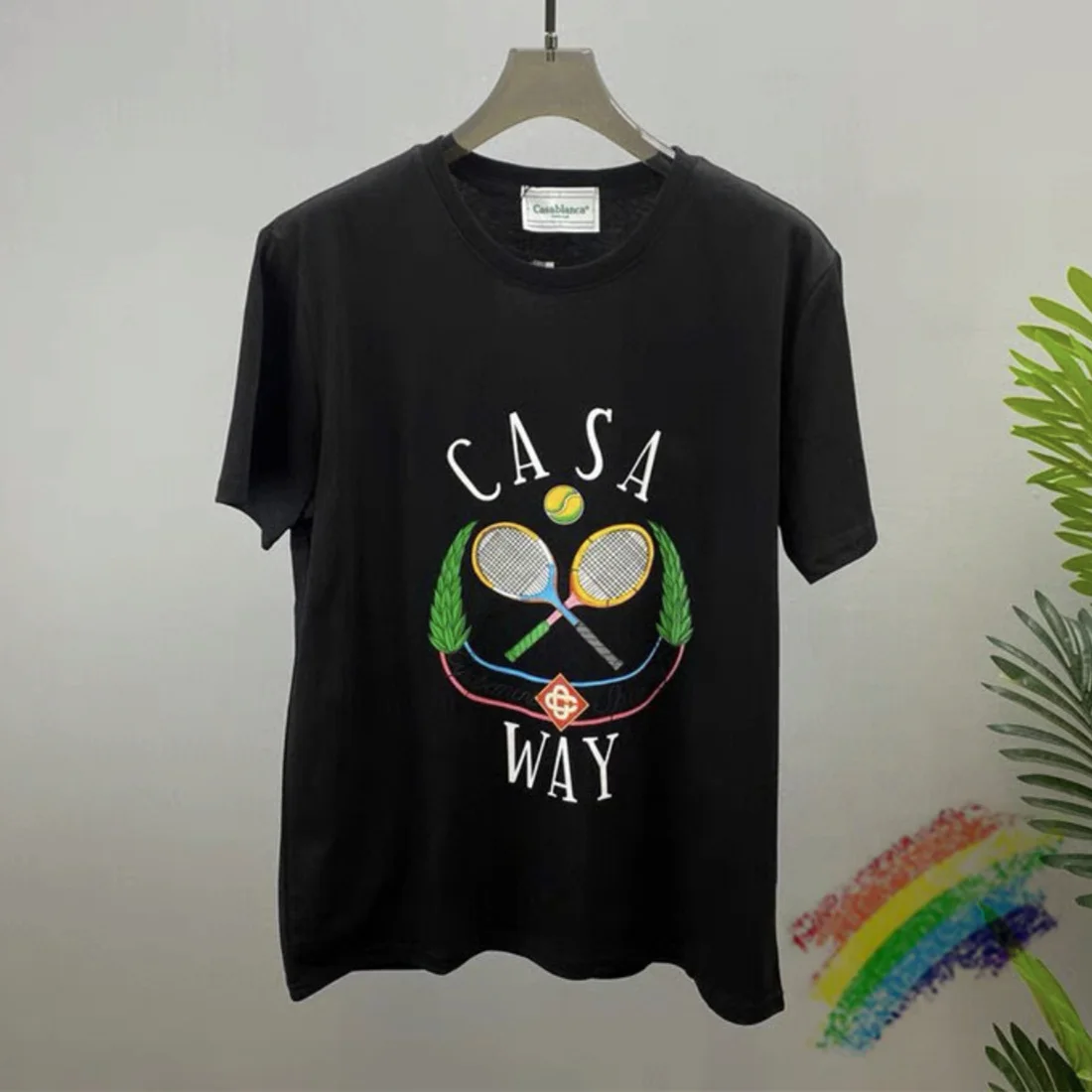 

Tennis Racket Print Casablanca T-shirt Men Women High Quality Top Tee T Shirt