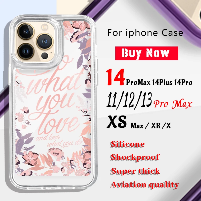 

INS Letter Flowers Phone Case For iphone 13 14 Pro 14Pro XS Max X XR iphone11 iphone12 Clear Bumper Hard Acrylic Cover iphone14