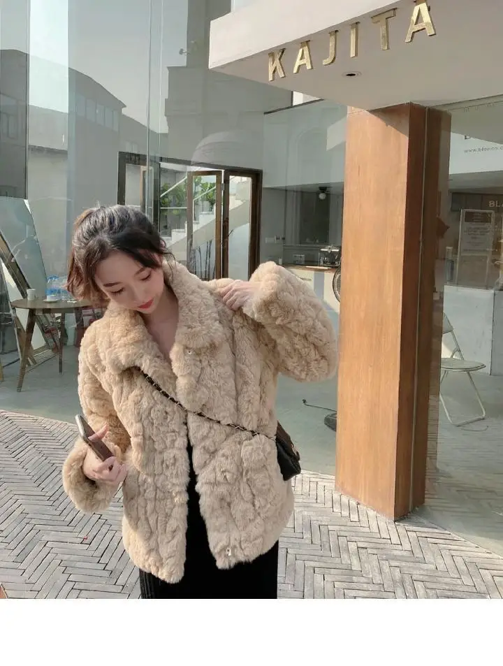 Coat Women New Khaki Faux Lamb Fur Teddy Jacket Warm Thick Winter Fashion Fur Short Coat Woman Harajuku  Outerwear