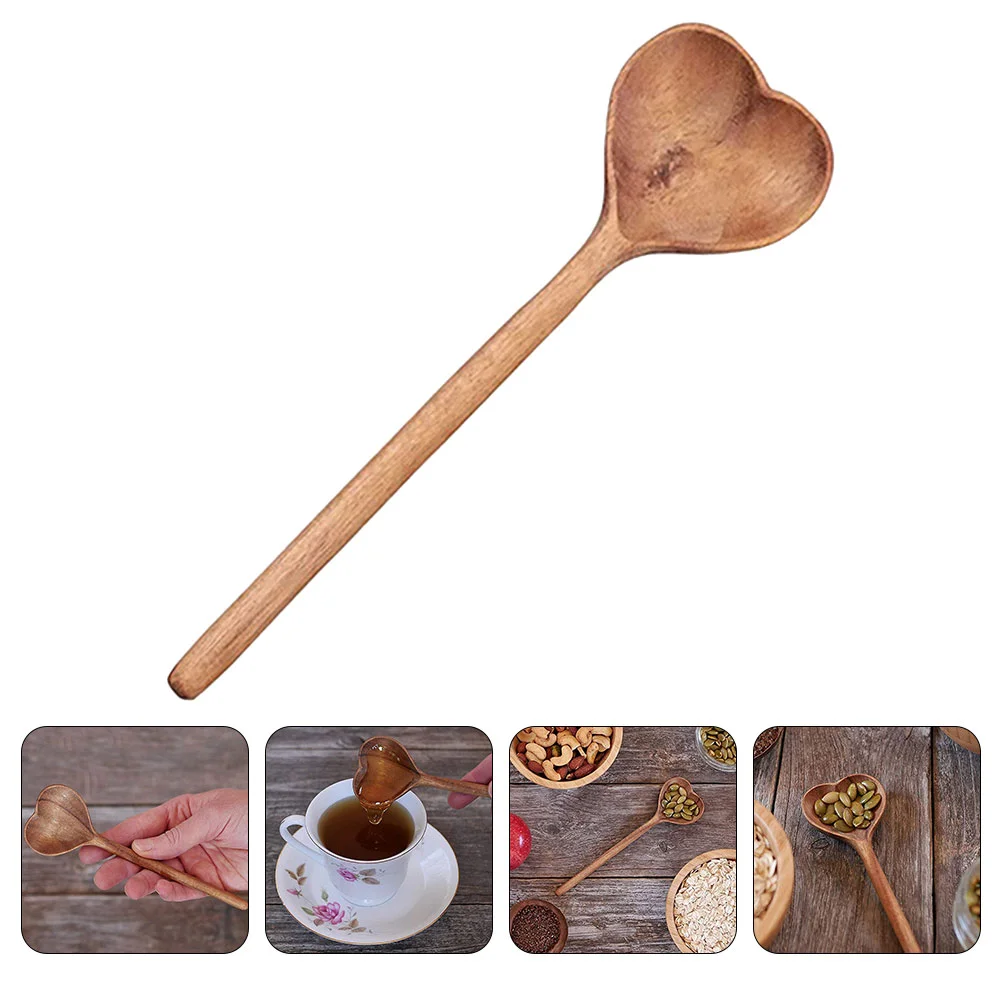 

Spoon Heart Wooden Love Serving Dessert Spoons Measuring Soup Drink Shaped Stirring Table Dinner Baking Wood Mixing Coffee