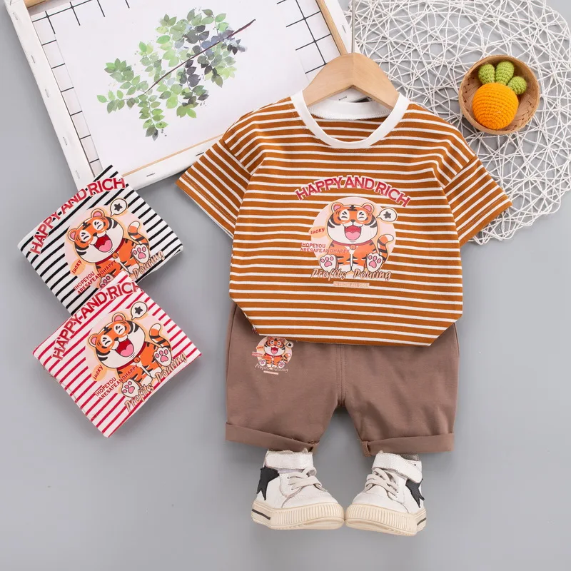 

JH-BabyClothesToddler Boy Clothes 0-5 Years Old Summer Short-Sleeved Shorts Suit Baby Printed Shirt Casual Shorts Two-Piece Suit