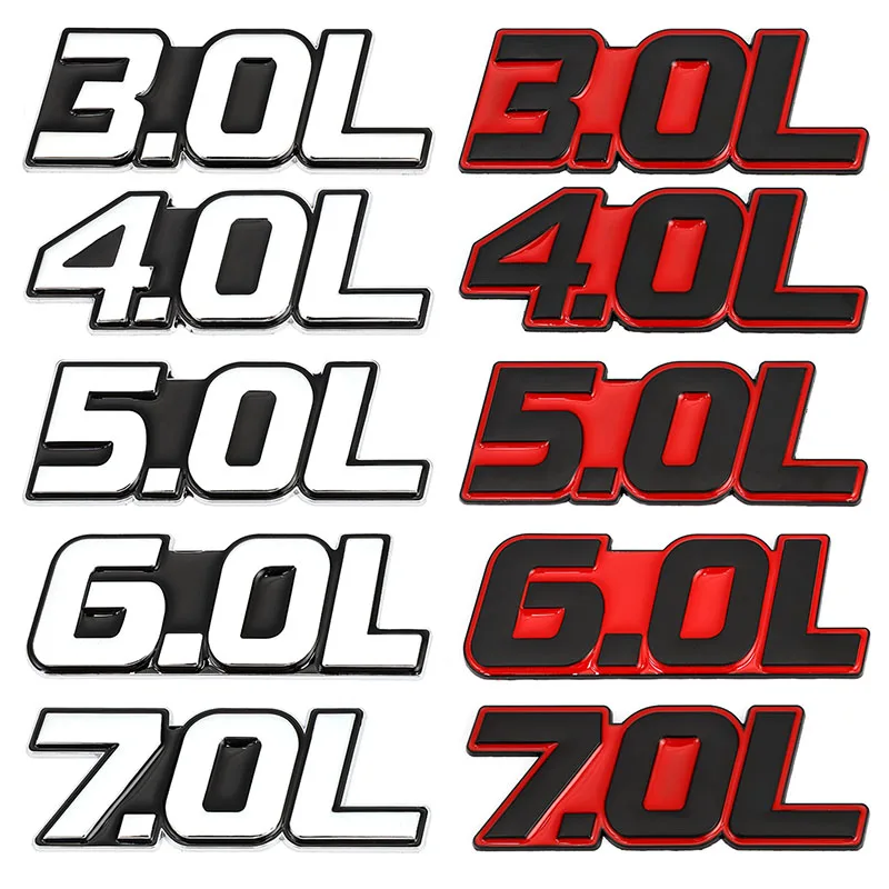 

Car Stickers 3.0L 3.5L 4.0L 4.6L 4.7L 5.0L 6.0L 6.4L 7.0L Emblem Badge Decal for Toyota Mercedes Mazda Nissan BMW Honda Hyundai