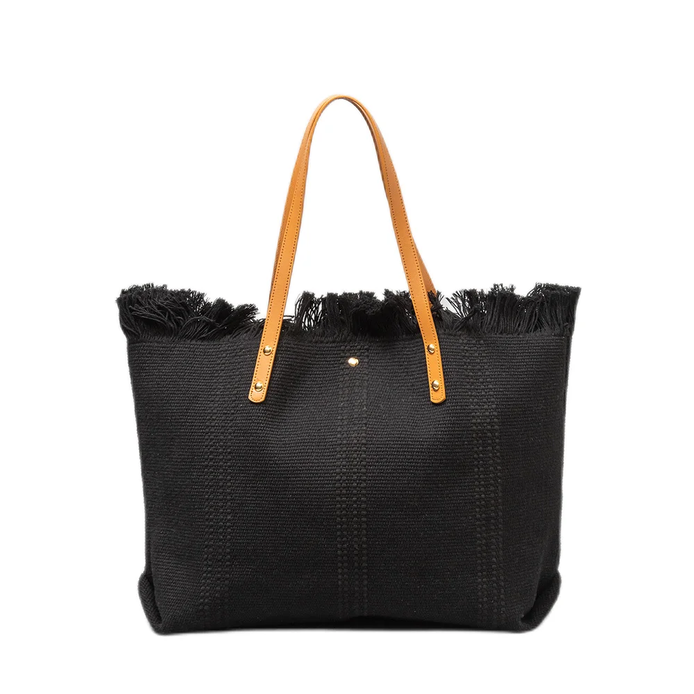 

Large Capacity Canvas Tote Bags for Women 2023 Fashion Luxury Handbag Solid Colour Tassel Shoulder Bag Girls Shopping Bag