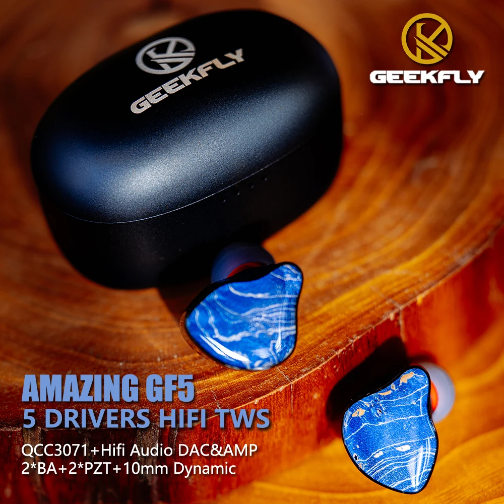 GEEKFLY AMAZING GF5 2BA+2PZT+10 мм Динамические наушники IEMs HIFI TWS с костной проводимостью