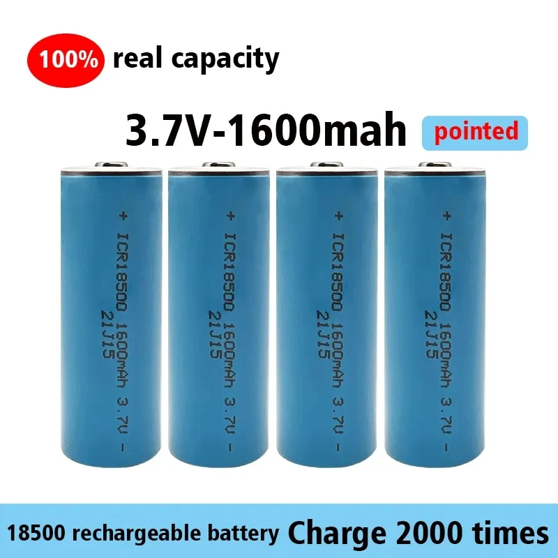 

New 18500 Battery 3.7V 1600mAh with Pointed Tip Rechargeable Ion Battery, for Strong Light Flashlight Anti-light Special