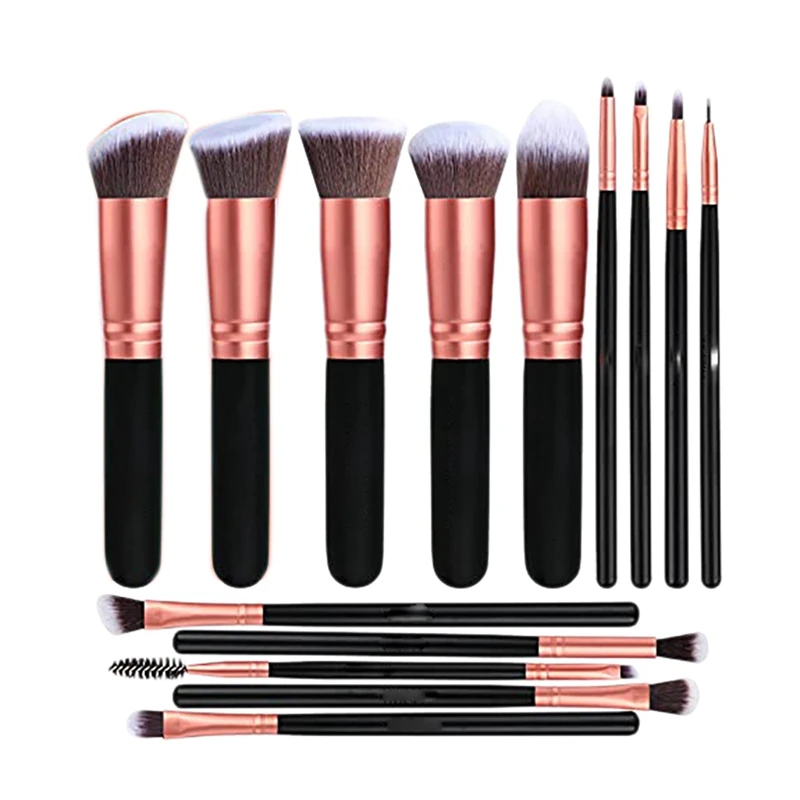 

Makeup Brushes Premium Synthetic Foundation Powder Concealers Eye Shadows Makeup 14 Pcs Brush Set, Rose Golden