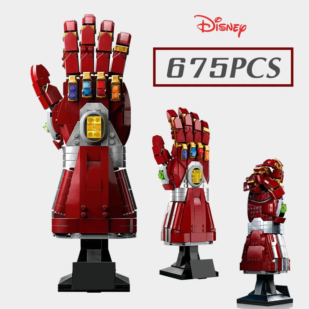 

Disney Iron Man Infinity Glove Gauntlet Marvels Thanos Avengers Ironman Heroes Weapon 76191 76223 Toy Building Block Brick Gift