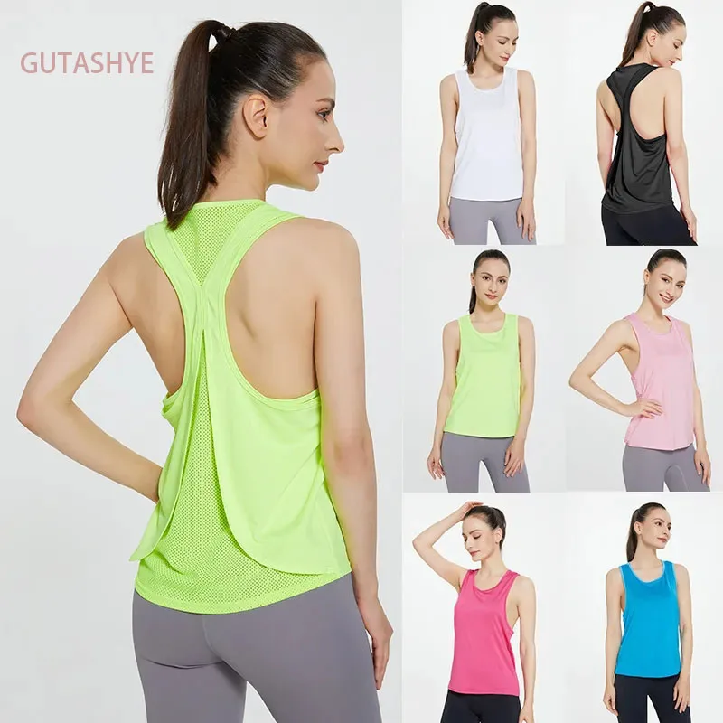 

Guta L-2XL Sleeveless vest Summer running Yoga dance outdoor sports fitness wear sports vest women loose breathable quick dry