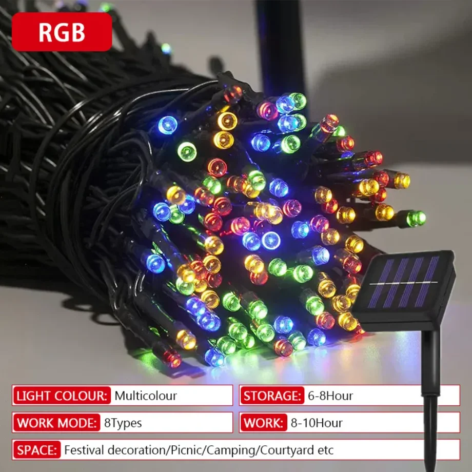 

Солнечная светодиодная гирлянда 32м 300 LED 8 режимов
