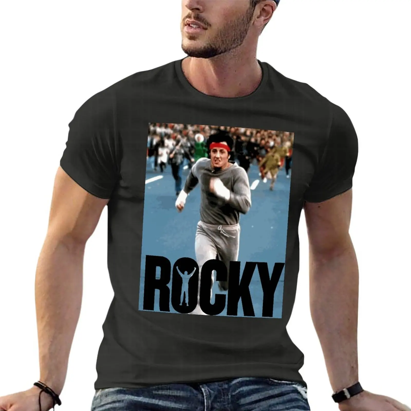 

New Rocky Balboa Oversize T-Shirts Branded Mens Clothing 100% Cotton Streetwear Big Size Top Tee