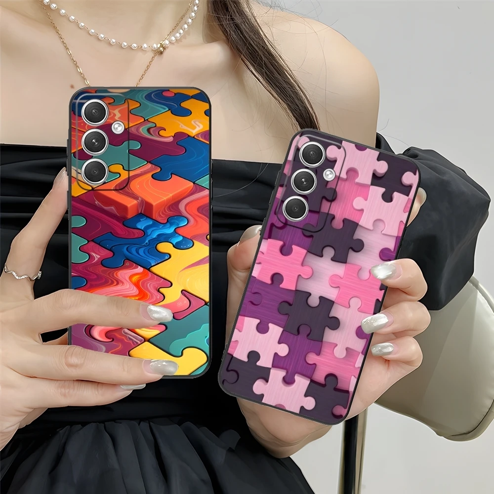 Чехол для мобильного телефона Puzzle Pretty Fashion Samsung M55 35 15 54 34 14 33 23 13 42 32 22 F55 12 5G черный