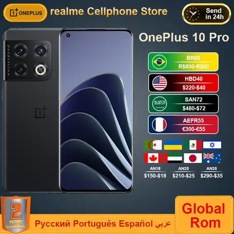 Смартфон Global ROM OnePlus 10pro 10 Pro 5G Snapdragon 8 Gen 1, 80 Вт, зарядка, экран 6,7 '', 2K
