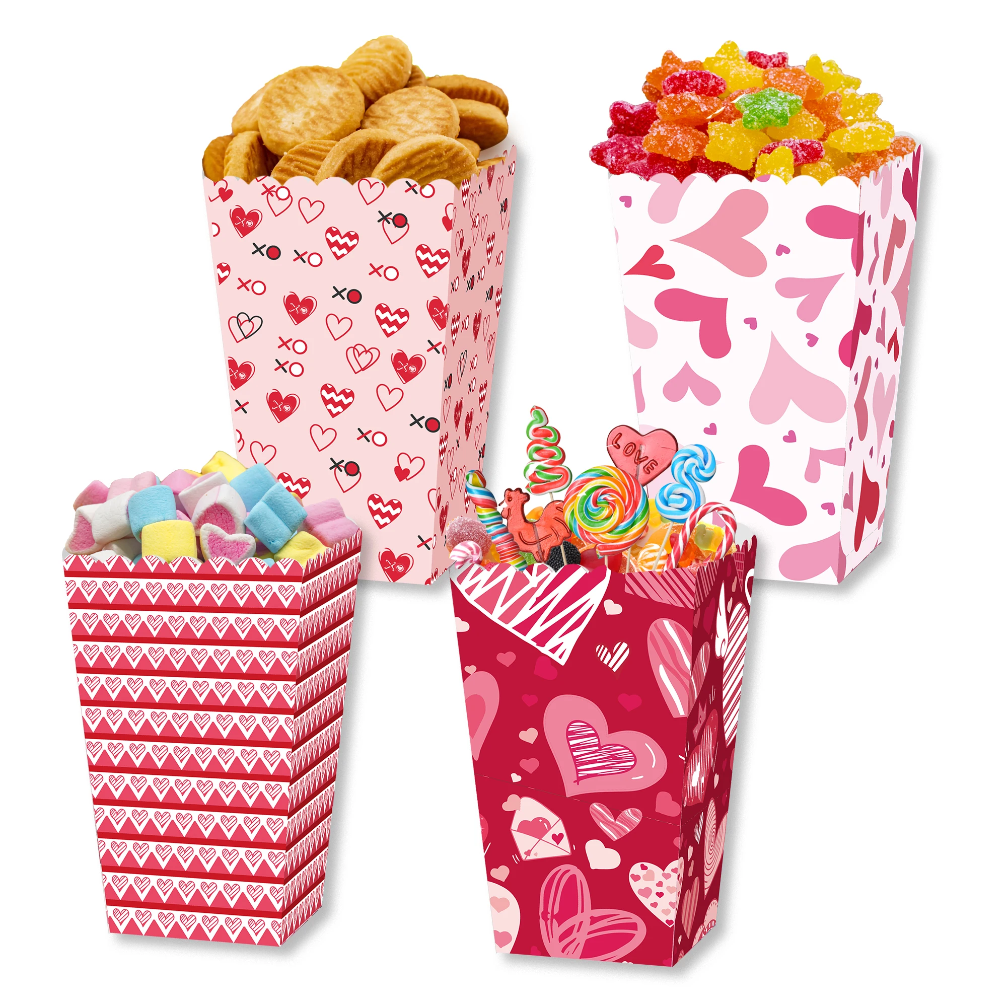 BM005 12 шт. XOXO Свадебное Сердце для Дня святого Валентина коробка попкорна