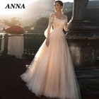 Женское свадебное платье на шнуровке Anna Beauty, элегантное Тюлевое платье принцессы на тонких бретельках, с кристаллами, для пляжа и вечеринки, 2021