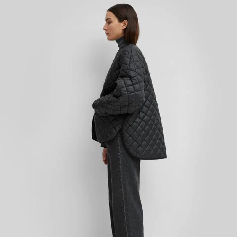TOTEME Rhombus Loose Cotton Clothing 2022 Autumn and Winter Fashion Simple Tops Coat Women Free Shipping Jacket Women