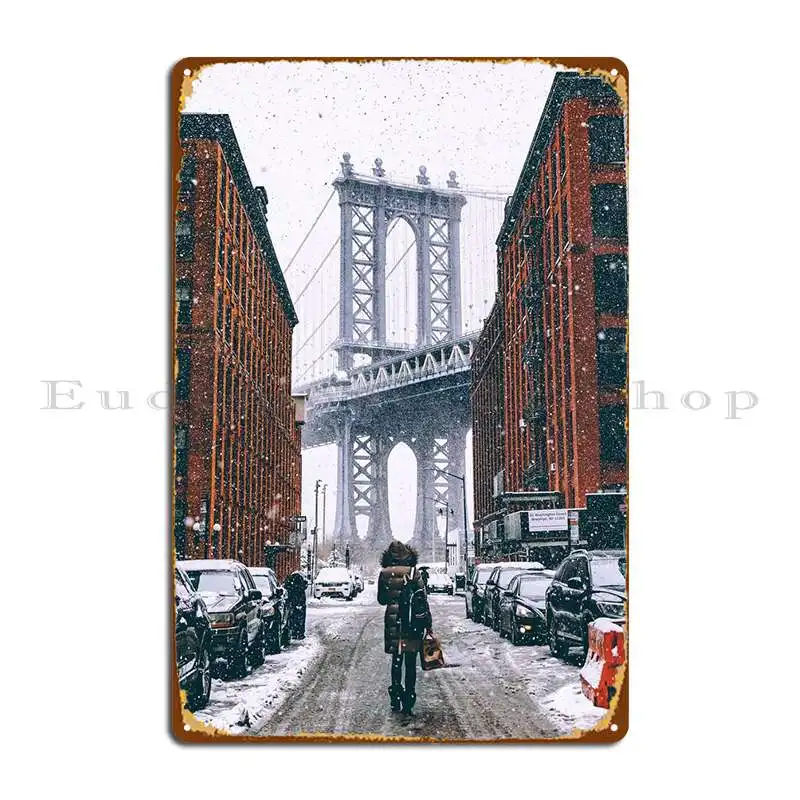 

Winter New York City Snow Metal Sign Poster Wall Pub Rusty Decoration Retro Designing Tin Sign Poster