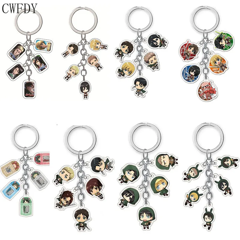 

Anime Attack on Titan Keychain Men Woman Car Bag Multi Pendant Accessories shingeki no kyojin Cartoon Key Ring For Friends Gifts