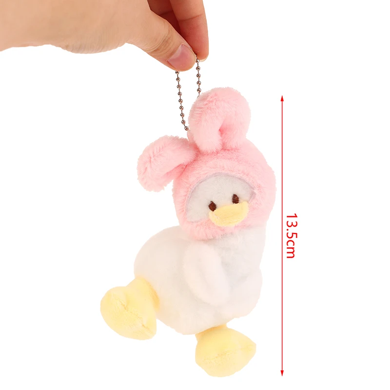 

Head Cover Crooked Duck Pendant Keychain Creative Grab Machine Doll Plush Toy Backpack Pendant