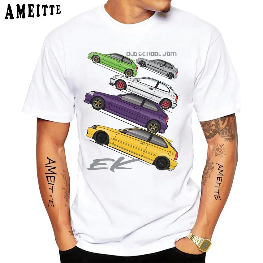 Классическая футболка Civic EK Group с японским спортивным дизайном новая летняя