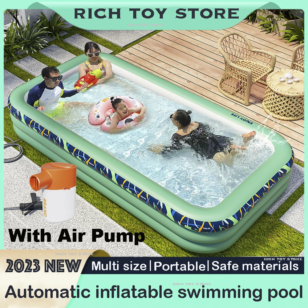 Automatic Inflatable Adult Swimming Pool 2.6m/3m/4.28m Portable Family Big Size Outdoor Swimming Pools