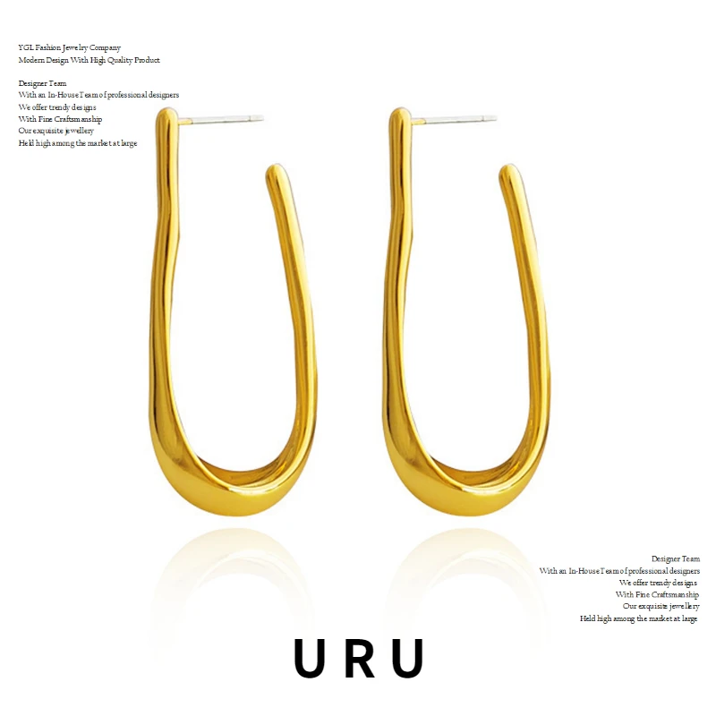 

Fashion Jewelry Geometric Big U Shape Earrings 925 Silver Needle Simply Design High Quality Brass Drop Earrings For Women Gift