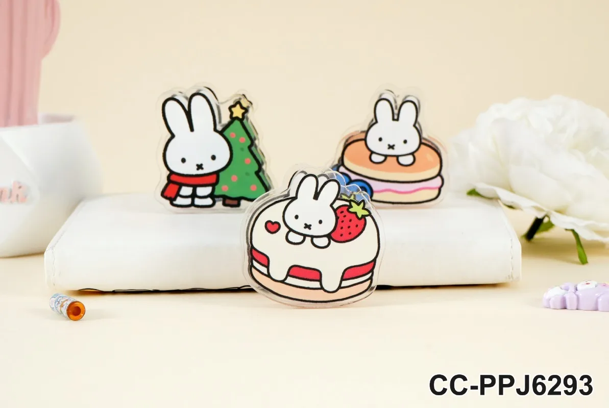 Фото Новый акриловый зажим Kawaii Miffy с высококачественным дизайном в стиле аниме для ежедневников и блокнотов №4