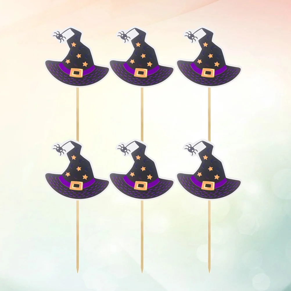 

Cake Cupcake Topper Picksparty Decorations Witch Hat Cups Helloween Toppers Fruit