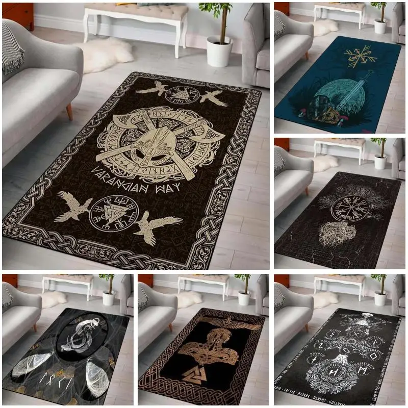 

Viking Rune Norse Mythology Rug Large Rugs Area Rug Furry Carpet Rugs for Bedroom 3D Carpets for Living Room Witchcraft Rugs