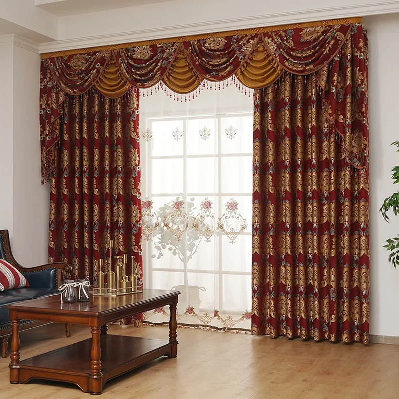 

Exquisite Embroidered Embossed Chenille Blackout Curtains for Bedroom Wedding Room Living Room Luxury European Vintage Cortinas