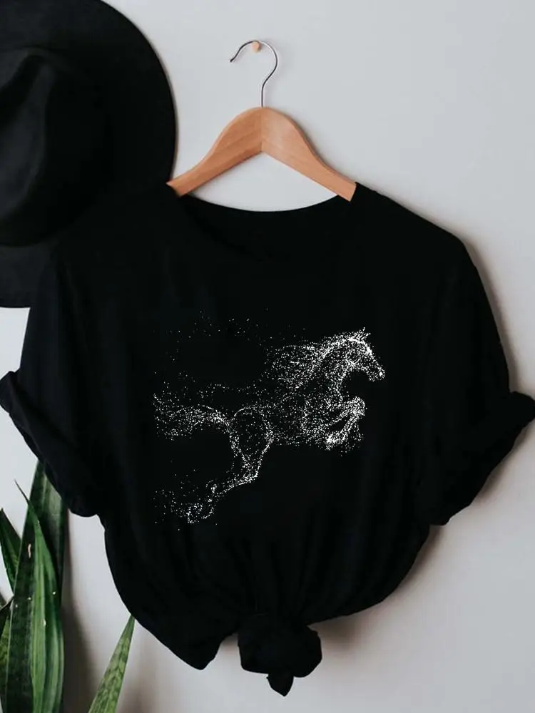 

Футболки, одежда, тренд лошади любви, милая Летняя женская одежда с принтом, женская модная черная футболка с коротким рукавом и графическим...